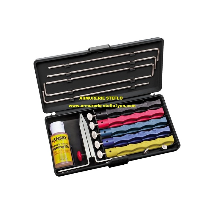 Coffret affûtage Lansky 5 pierres + huile