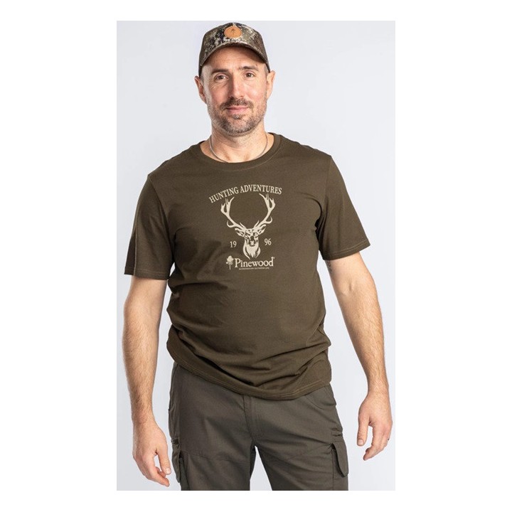 Tee-Shirt marron motif Cerf PINEWOOD
