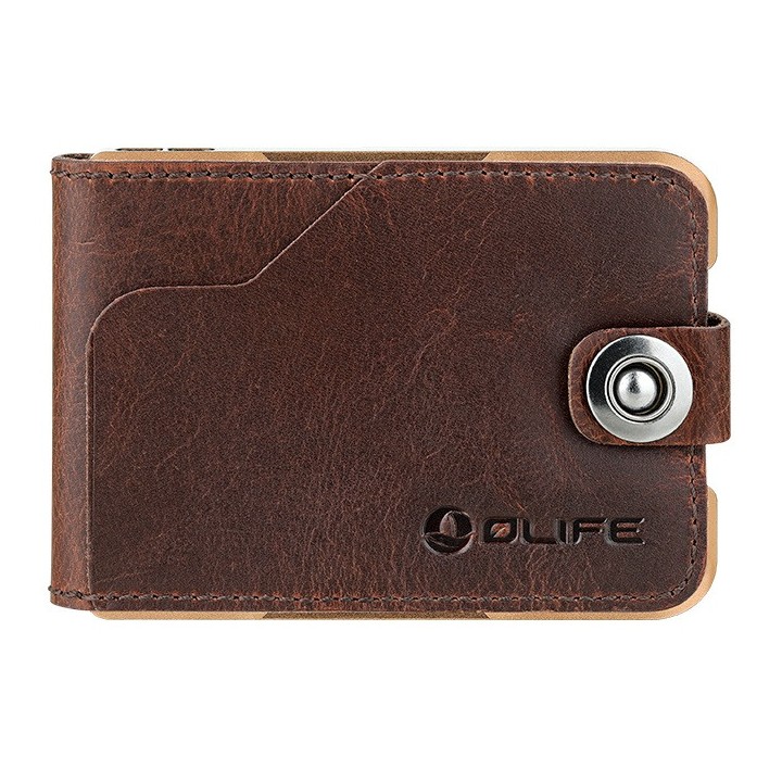 Olight - Porte carte cuir marron