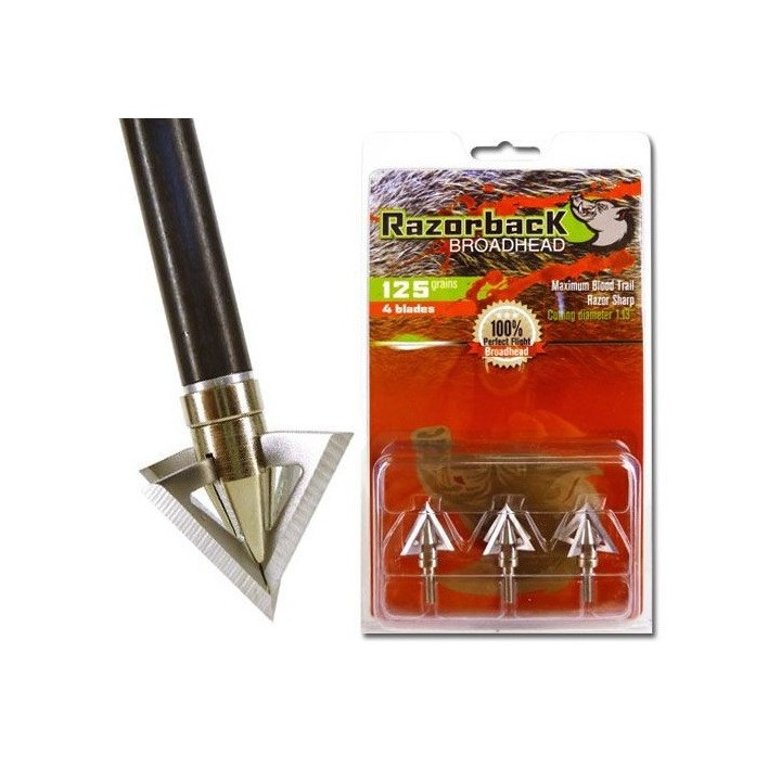 Lames de chasse Razorback - 4 lames - 125 grains