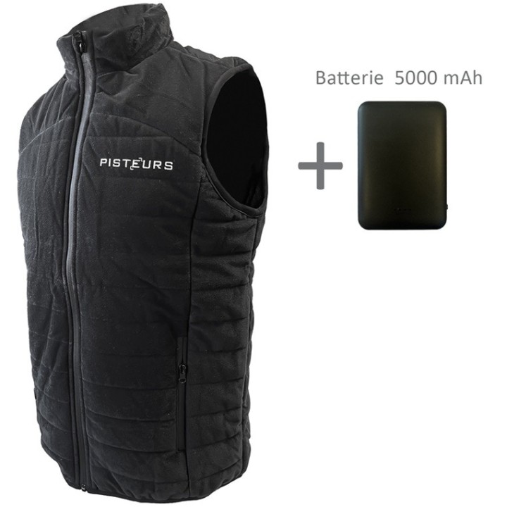 Gilet chauffant noir + batterie 5 000mah PISTEURS