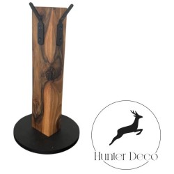 Support trophée piédestal en noyer pour 3 brocards/chamois