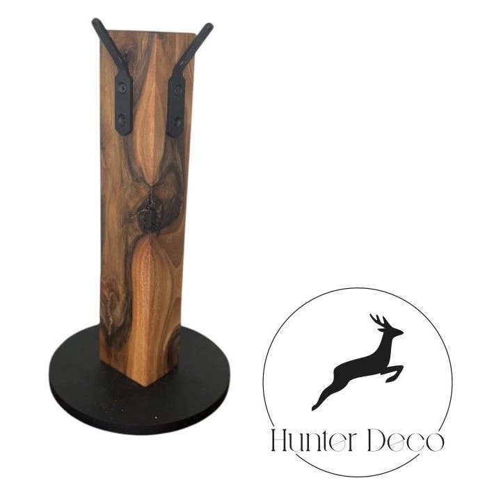 Support trophée piédestal en noyer pour 3 brocards/chamois