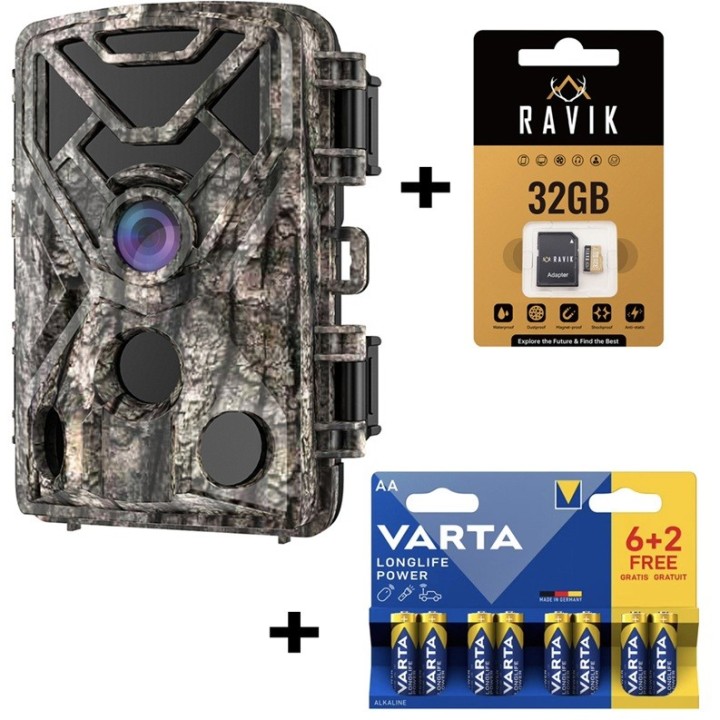 Ravik Pack piège photo RAV100 - 32MP + carte 32GB + 8 piles