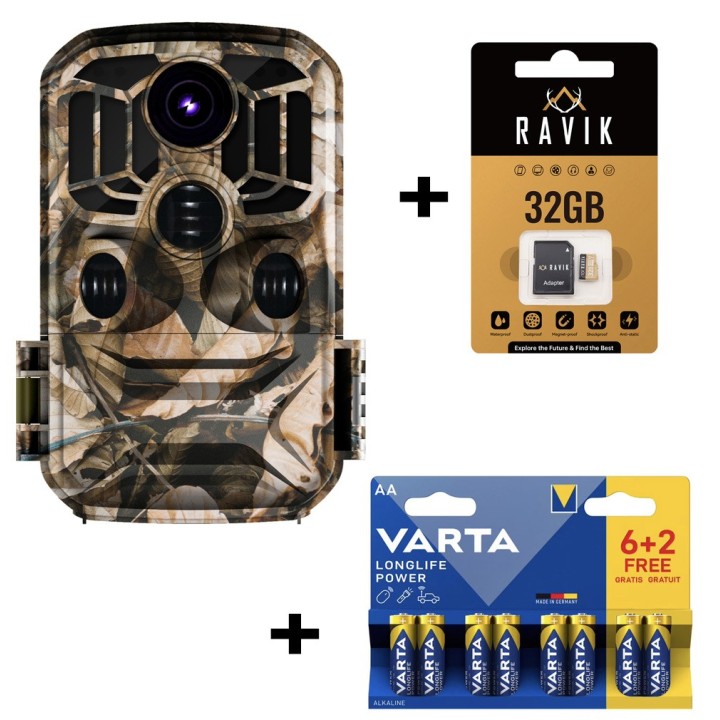 Ravik Pack piège photo RAV200 - 32MP + carte 32GB + 8 piles