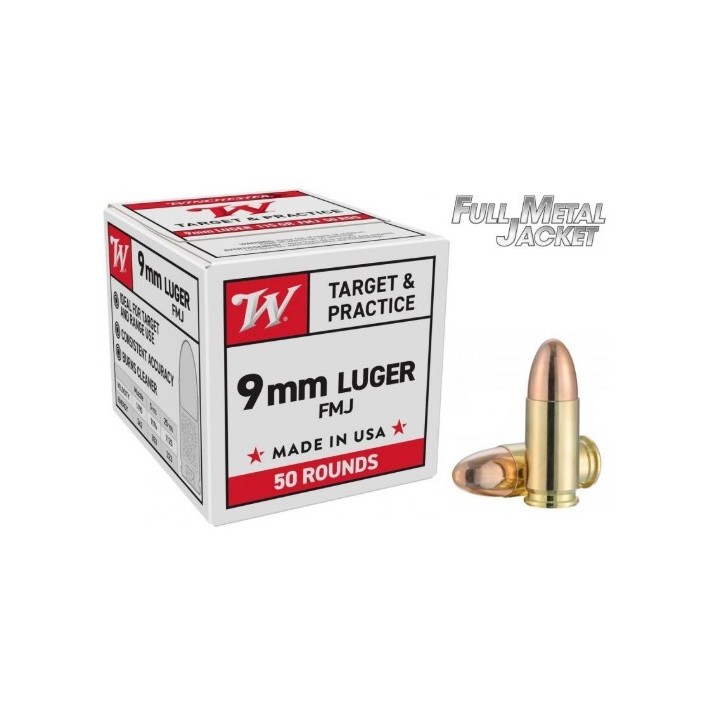 Winchester 9mm Luger FMJ Target 124grs