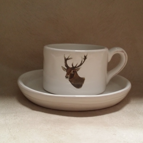 Tasse +sous-tasse Cerf-cadeau-armurerie-steflo