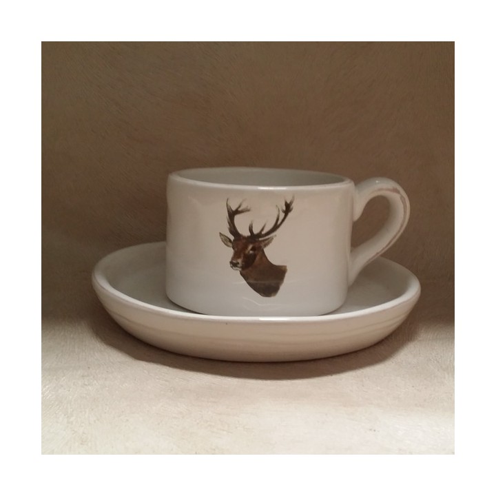 Tasse +sous-tasse Cerf-cadeau-armurerie-steflo