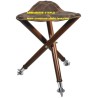 Trépied bois/cuir/métal assise 38cm