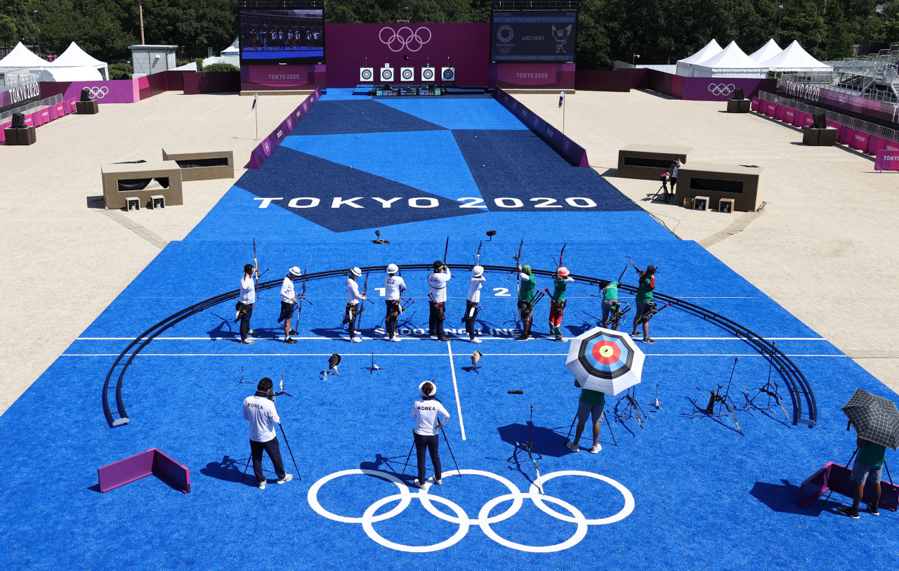 Champ de tir à l'arc durant les Jeux Olympiques Tokyo 2020